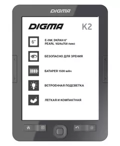 Купить Электронная книга Digma K2G 6" E-ink HD Pearl 758x1024 600MHz/4Gb/microSDHC/подсветка дисплея темно-серый в интернет-магазине Irkshop.ru