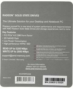 Купить SSD-накопитель AMD 512Gb Radeon PCIe 4.0 x4 M.2 2280 [R7MP512G8], изображение 8 в интернет-магазине Irkshop.ru