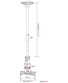 Купить Кронштейн для проектора Cactus CS-VM-PR01L-AL серебристый макс.10кг потолочный поворот и наклон, изображение 2 в интернет-магазине Irkshop.ru