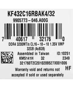 Купить Оперативная память Kingston Fury Renegade RGB Gaming 32Gb Kit 4x8Gb DDR4 3200MHz PC4-25600 CL16 DIMM 288-pin 1.35В single rank с радиатором RTL [KF432C16RBAK4/32], изображение 8 в интернет-магазине Irkshop.ru