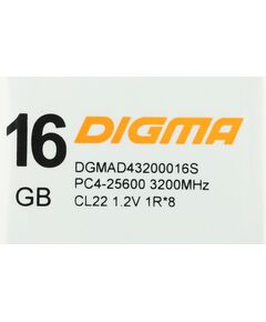 Купить Оперативная память Digma 16Gb DDR4 3200MHz PC4-25600 CL22 DIMM 288-pin 1.2В single rank RTL [DGMAD43200016S], изображение 10 в интернет-магазине Irkshop.ru