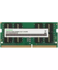 Купить Модуль памяти Digma 16Gb DDR4 3200MHz PC4-25600 CL22 SO-DIMM 260-pin 1.2В dual rank RTL [DGMAS43200016D], изображение 2 в интернет-магазине Irkshop.ru