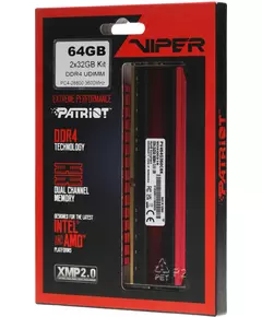 Купить Оперативная память Patriot Viper 4 64Gb Kit 2x32Gb DDR4 3600MHz PC4-28800 CL18 DIMM 288-pin 1.35В с радиатором RTL [PV464G360C8K], изображение 7 в интернет-магазине Irkshop.ru