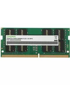 Купить Модуль памяти Digma 32Gb DDR4 3200MHz PC4-25600 CL22 SO-DIMM 260-pin 1.2В dual rank RTL [DGMAS43200032D] в интернет-магазине Irkshop.ru