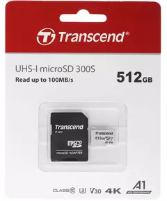 Купить Карта памяти microSDXC Transcend 512Gb 300S + адаптер [TS512GUSD300S-A], изображение 2 в интернет-магазине Irkshop.ru