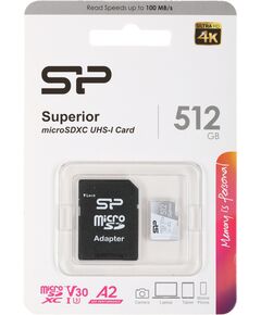 Купить Карта памяти microSDXC Silicon Power 512Gb Superior + адаптер [SP512GBSTXDA2V20SP], изображение 2 в интернет-магазине Irkshop.ru