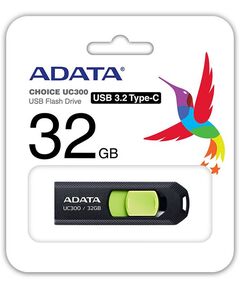 Купить Флеш-диск AData 32Gb UC300 Type-C USB3.2 черный/зеленый [ACHO-UC300-32G-RBK/GN], изображение 2 в интернет-магазине Irkshop.ru