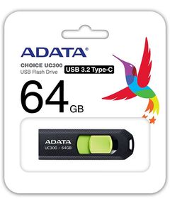 Купить Флеш-диск AData 64Gb UC300 Type-C USB3.2 черный/зеленый [ACHO-UC300-64G-RBK/GN], изображение 2 в интернет-магазине Irkshop.ru