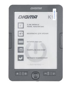 Купить Электронная книга Digma K1G 6" E-ink HD Pearl 758x1024 600MHz 128Mb/4Gb/SD/microSDHC темно-серый в интернет-магазине Irkshop.ru