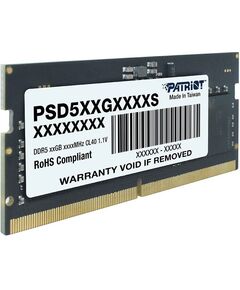 Купить Модуль памяти Patriot 8Gb DDR5 4800MHz PC5-38400 CL40 SO-DIMM 260-pin 1.1В single rank RTL [PSD58G480041S], изображение 3 в интернет-магазине Irkshop.ru