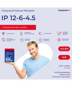 Купить Батарея для ИБП Ippon IP6-4.5 6В 4.5Ач [769317], изображение 9 в интернет-магазине Irkshop.ru