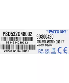 Купить Оперативная память Patriot Signature 32Gb DDR5 4800MHz PC5-38400 CL40 DIMM 288-pin 1.1В dual rank RTL [PSD532G48002], изображение 7 в интернет-магазине Irkshop.ru