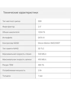 Купить SSD-накопитель Digma 1Tb Run S9 SATA-III 2.5" [DGSR2001TS93T], изображение 4 в интернет-магазине Irkshop.ru