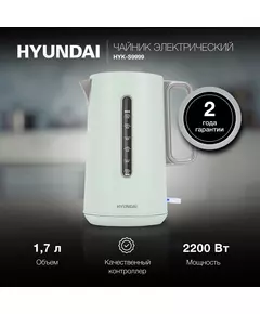 Купить Чайник электрический Hyundai HYK-S9999 1.7л. 2200Вт светло-зеленый/серебристый корпус: металл, изображение 4 в интернет-магазине Irkshop.ru