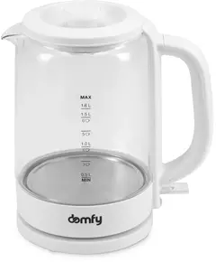 Купить Чайник Domfy DSW-EK304 1.7л. 2200Вт белый корпус: стекло/пластик, изображение 9 в интернет-магазине Irkshop.ru