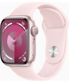 Купить Смарт-часы Apple Watch Series 9 A2978 41мм OLED корпус розовый Sport Band ремень светло-розовый размер браслета 150-200мм [MR943LL/A], изображение 2 в интернет-магазине Irkshop.ru