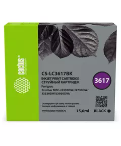 Купить Картридж струйный Cactus CS-LC3617BK черный (15мл) для Brother MFC-J2330DW/J2730DW/J3530DW/J3930DW в интернет-магазине Irkshop.ru