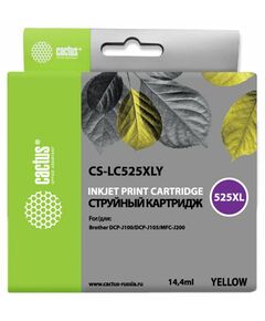 Купить Картридж струйный Cactus CS-LC525XLY желтый (14.4мл) для Brother DCP-J100/J105/J200 в интернет-магазине Irkshop.ru