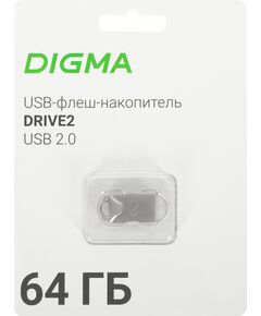 Купить Флеш-диск Digma DRIVE2 64Gb USB2.0 серебристый [DGFUM064A20SR], изображение 2 в интернет-магазине Irkshop.ru