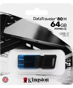 Купить Флеш-диск Kingston DataTraveler 80 M Type-C 64Gb USB3.2 черный [DT80M/64GB], изображение 3 в интернет-магазине Irkshop.ru