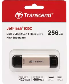 Купить Флеш-диск Transcend Jetflash 930С 256GB USB3.0 золотистый/черный [TS256GJF930C], изображение 3 в интернет-магазине Irkshop.ru