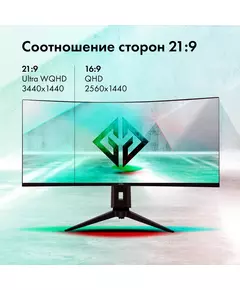 Купить ЖК-монитор GMNG Gaming GM-34C11W 34" VA LED 2ms 21:9 HDMI M/M матовая HAS Piv 4000:1 300cd 178гр/178гр 3440x1440 165Hz G-Sync FreeSync DP 2K 8.57кг черный [GM34VG01], изображение 5 в интернет-магазине Irkshop.ru