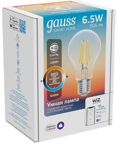 Купить Умная лампа Gauss IoT Smart Home E27 6.5Вт 806lm Wi-Fi [1220112], изображение 9 в интернет-магазине Irkshop.ru