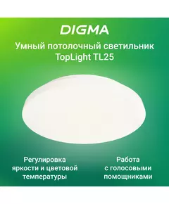 Купить Умный светильник Digma TL25 TopLight, потолочный, белый в интернет-магазине Irkshop.ru