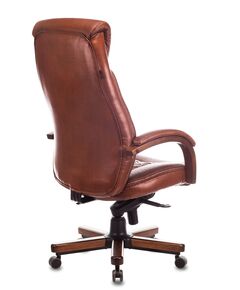 Купить Кресло руководителя Бюрократ T-9924WALNUT/CHOK светло-коричневый Leather Eichel кожа крестов. металл/дерево, изображение 4 в интернет-магазине Irkshop.ru