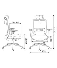 Купить Кресло руководителя Бюрократ MC-W612N-H/DG/417G темно-серый TW-04 38-417 сетка/ткань с подголов. крестов. металл хром пластик белый, изображение 6 в интернет-магазине Irkshop.ru