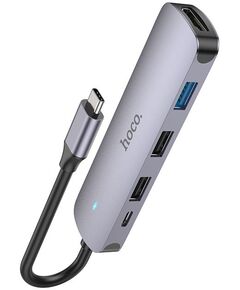 Купить Разветвитель USB-C Hoco HB27 4порт. серый, изображение 3 в интернет-магазине Irkshop.ru