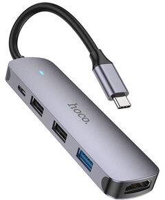 Купить Разветвитель USB-C Hoco HB27 4порт. серый, изображение 2 в интернет-магазине Irkshop.ru