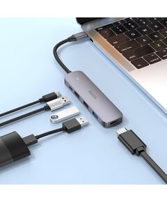 Купить Разветвитель USB-C Hoco HB27 4порт. серый, изображение 5 в интернет-магазине Irkshop.ru