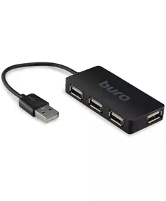 Купить Разветвитель USB 2.0 BURO BU-HUB4-U2.0-Slim 4порт. черный, изображение 2 в интернет-магазине Irkshop.ru