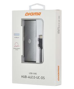 Купить Разветвитель Digma HUB-4U2.0-UC-DS 4 порта USB-C, серебристый, изображение 6 в интернет-магазине Irkshop.ru