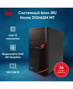 Купить ПК iRU Home 310H6SM MT i3 12100 (3.3) 8Gb SSD256Gb UHDG 730 Free DOS GbitEth 400W черный [1900979], изображение 9 в интернет-магазине Irkshop.ru