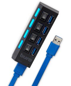 Купить Разветвитель BURO BU-HUB4-U3.0-L 4 порта USB 3.0, черный, изображение 3 в интернет-магазине Irkshop.ru