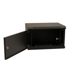 Купить Шкаф коммутационный настенный WRLINE WR-TW-0645-SR-RAL9004 6U 600x450мм пер.дв.металл 2 бок.пан. направл.под винты 60кг черный 350мм 367мм IP20 сталь, изображение 3 в интернет-магазине Irkshop.ru