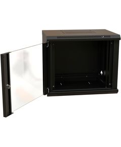 Купить Шкаф коммутационный  настенный WRLINE WR-TW-1566-GP-RAL9004 15U 600x600мм пер.дв.стекл 2 бок.пан. направл.под винты 60кг черный 520мм 775мм IP20 сталь, изображение 3 в интернет-магазине Irkshop.ru