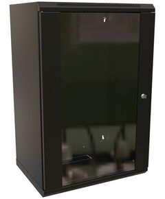 Купить Шкаф коммутационный  настенный WRLINE WR-TW-1866-GP-RAL9004 18U 600x600мм пер.дв.стекл 2 бок.пан. направл.под винты 60кг черный 520мм 908мм IP20 сталь в интернет-магазине Irkshop.ru