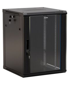 Купить Шкаф коммутационный настенный Hyperline TWB-1566-GP-RAL9004 15U 600x600мм пер.дв.стекл 2 бок.пан. 60кг черный IP20 сталь в интернет-магазине Irkshop.ru