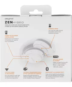 Купить Гарнитура мониторные Creative Zen Hybrid 1.2м белый беспроводные bluetooth оголовье [51EF1010AA000], изображение 6 в интернет-магазине Irkshop.ru