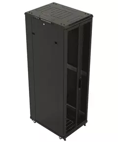 Купить Шкаф серверный напольный Hyperline TTBR-4262-DD-RAL9004 42U 600x1200мм пер.дв.перфор.2ств. задн.дв.перфор.2-хст. 2 бок.пан. 800кг черный 1110мм IP20 сталь, изображение 2 в интернет-магазине Irkshop.ru