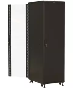 Купить Шкаф серверный напольный Hyperline TTBR-4261-AS-RAL9004 42U 600x1000мм пер.дв.стекл задн.дв.спл.стал.лист 2 бок.пан. 800кг черный 910мм 2055мм IP20 сталь, изображение 3 в интернет-магазине Irkshop.ru