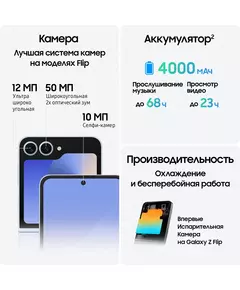 Купить Смартфон Samsung SM-F741B Galaxy Z Flip 6 5G 256/12Gb голубой 3G 4G 1Sim 6.7" 1080x2640 Android 14 50Mpix 802.11 a/b/g/n/ac/ax NFC GPS GSM900/1800 GSM1900 TouchSc Protect раскладной [SM-F741BLBGCAU], изображение 12 в интернет-магазине Irkshop.ru