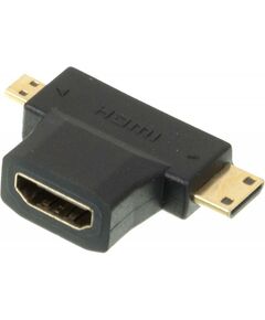 Купить Переходник аудио-видео  HDMI (f)/Micro HDMI (m)/Mini HDMI (m) черный в интернет-магазине Irkshop.ru