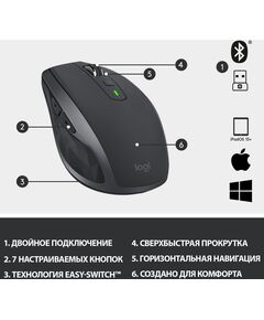 Купить Мышь Logitech MX Anywhere 2S графитовый оптическая 4000dpi беспров. BT/Radio USB 7but [910-006211], изображение 2 в интернет-магазине Irkshop.ru