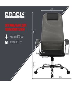 Купить Кресло офисное Brabix PREMIUM Ultimate EX-800 хром, плотная двойная сетка Х2, черное/серое [532912], изображение 23 в интернет-магазине Irkshop.ru