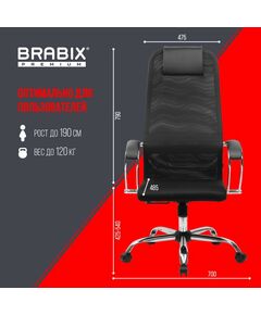 Купить Кресло Brabix PREMIUM Ultimate EX-800 хром, плотная двойная сетка Х2, черное [532911], изображение 23 в интернет-магазине Irkshop.ru