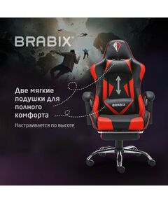 Купить Кресло компьютерное Brabix Dexter GM-135 подножка, две подушки, экокожа, черное/красное [532799], изображение 22 в интернет-магазине Irkshop.ru